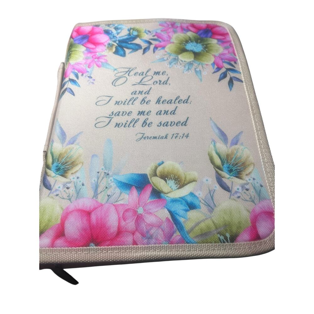 Bible Cover Zip Close Interior Pockets on Each Side 8 x 11x 2.5” NWOT